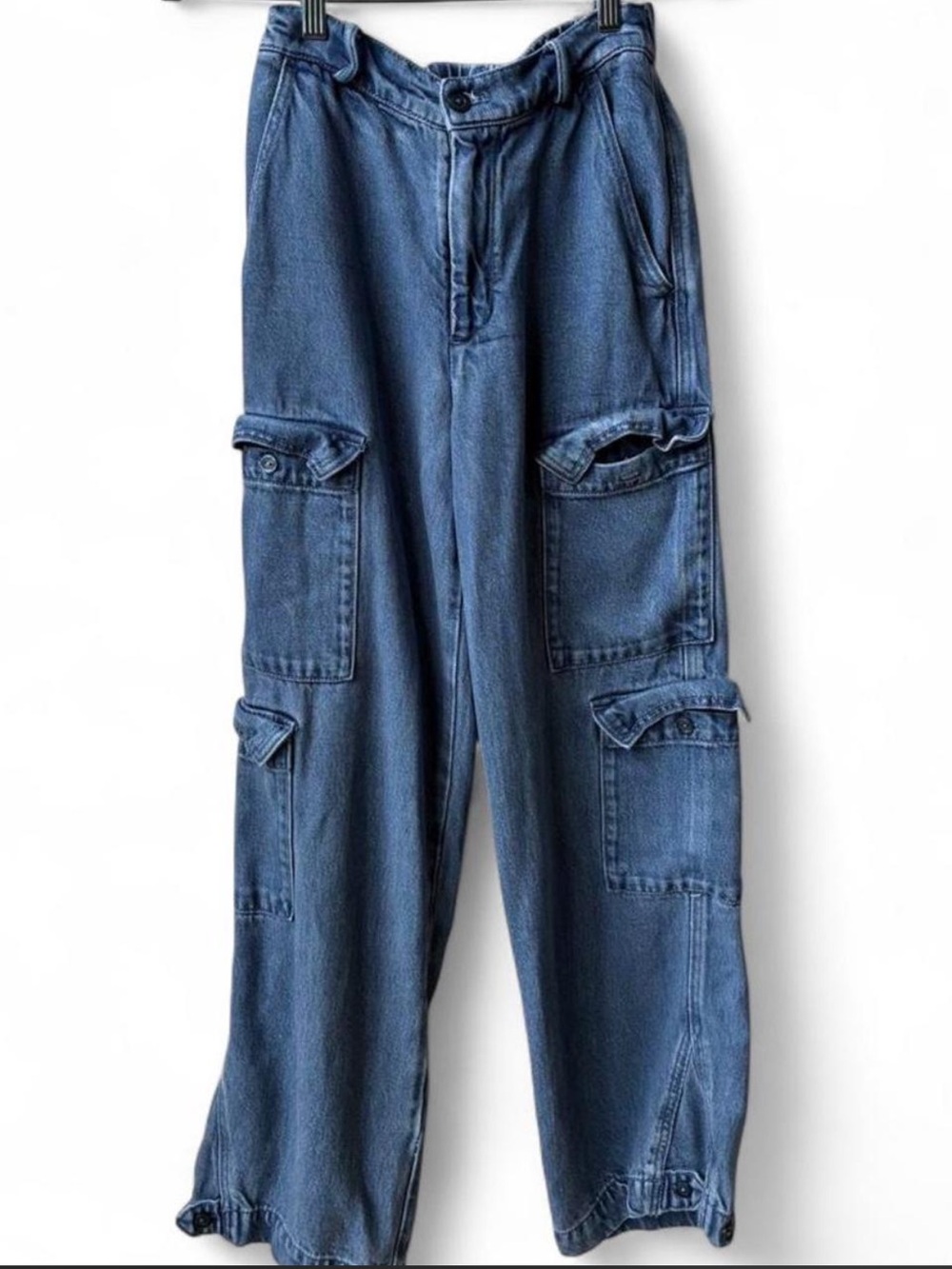YFB Young Fabulous and Broke Y2K cargo wide leg baggy soft denim jean XS